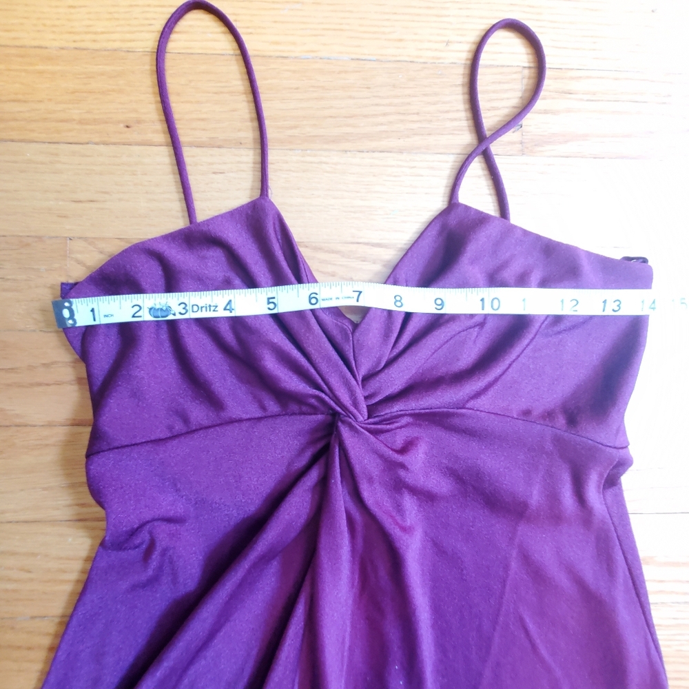 Vintage 70s Union Made Wine Color Evening Gown - Picture 8 of 11